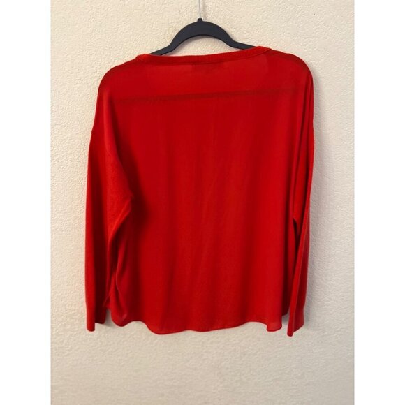 Loft Ann Taylor red long sleeve shirt women size large - Picture 2 of 6